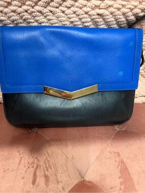 Blue and Black Chevron Accent Crossbody Bag